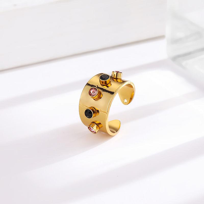 1Pcs Colorful zircon open ring for women, stainless steel ring, party gift