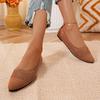 Women's pointed-toe flat shoes - single-color knitted casual breathable ballet flat stylish plus-size walking shoes 2026