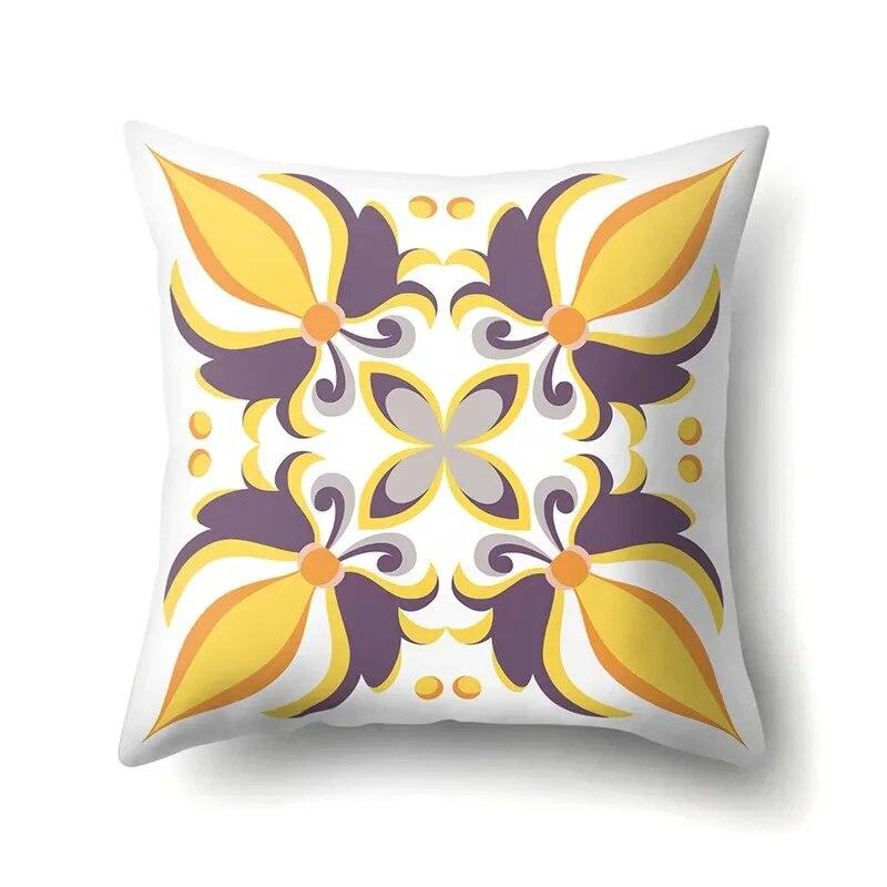 45x45cm Geometric Floral Print Pillowcase Office Chair Living Room Sofa Cushion Cover Bedroom Room Home Decoration