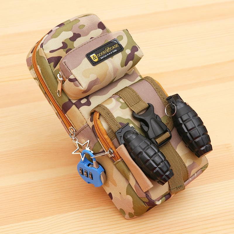 Lezhiyuan Camouflage Multi-Layer Zipper Pencil Case for Boys and Students
