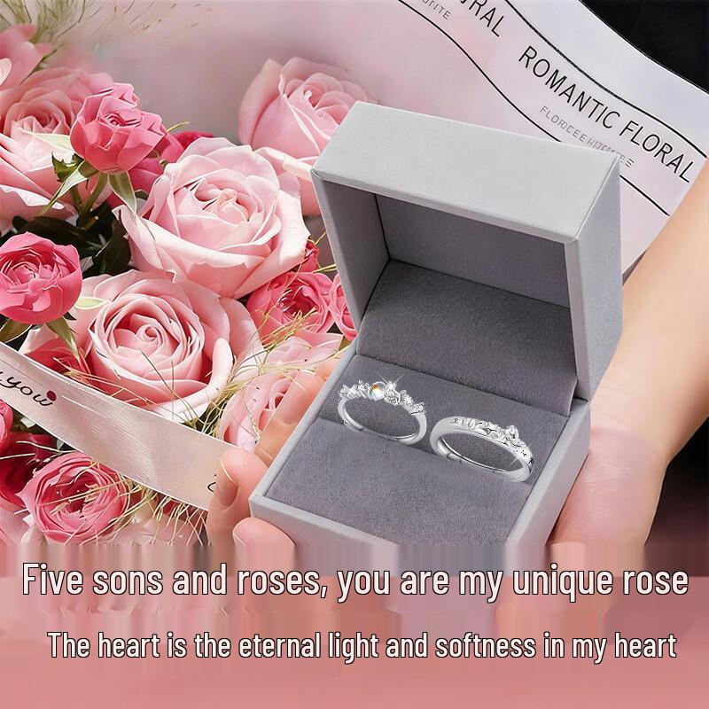 The Little Prince and Rose 925 Silver Couple Rings