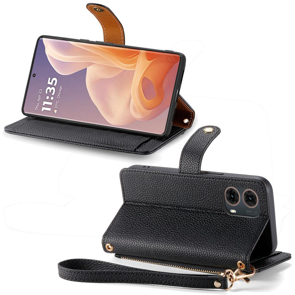 For Motorola Moto G85 5G/S50 Neo 5G Case RFID Blocking Zipper Pocket Leather Wallet Phone Cover