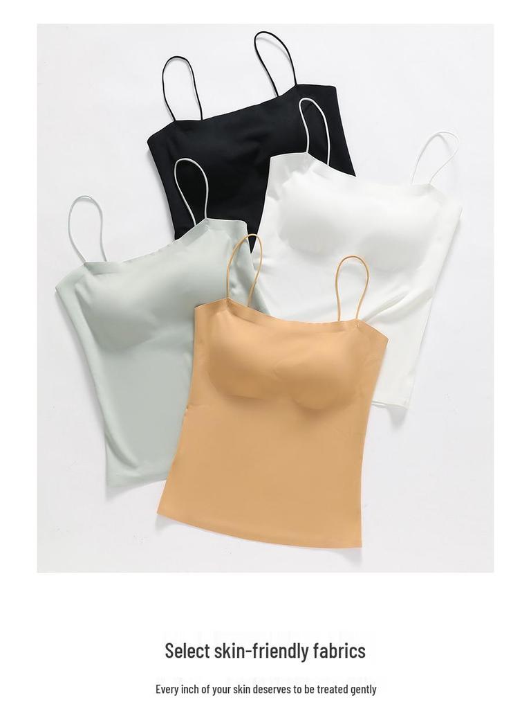 2025 New Summer Plus Size Backless Cami Tank Top with Breast Pads – All-in-One Bandeau Lingerie for Women
