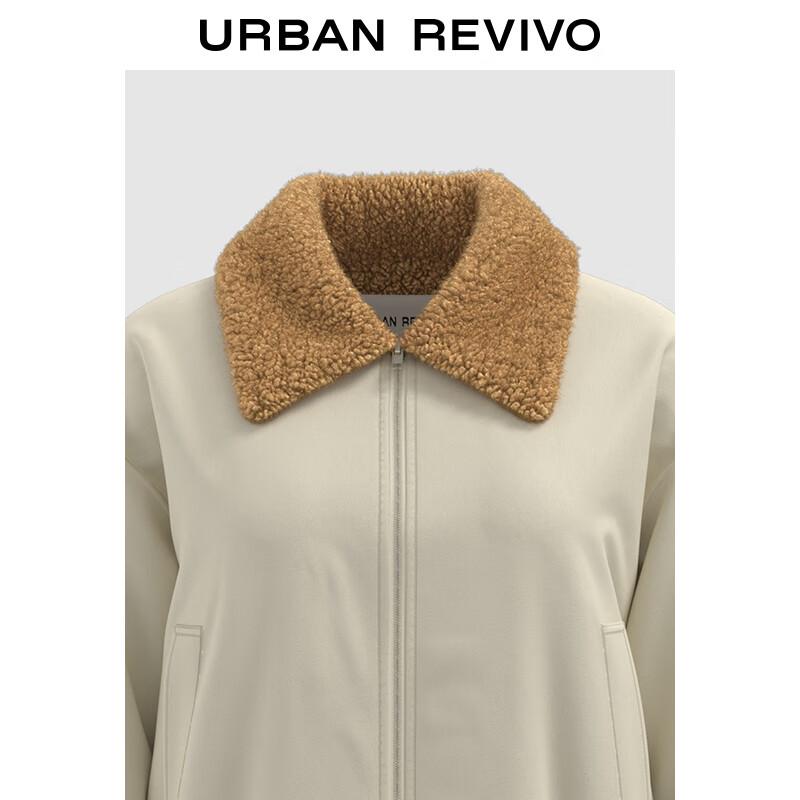 UR Women's Contrast Patchwork PU Lapel Jacket