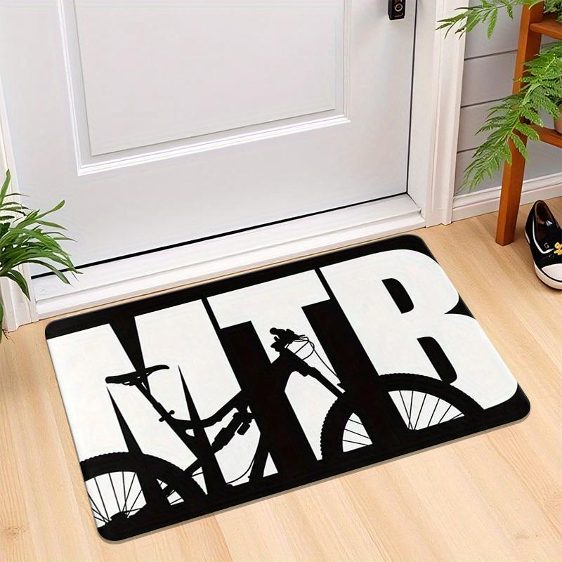 Mountainbike Silhouet MTB Design Deurmat, Antislip Wasbare Entreekleed, Decoratief Vloerkleed voor Slaapkamer Gameroom Huis 40x60cm