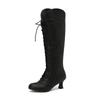 Retro Knee High Western Boots Cowboy Women's Victorian Tall Boot Cutout Kitten Heel Shoes 2024 Fall Winter Soft PU Comfy