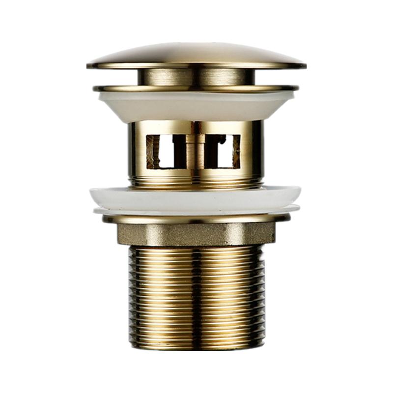 Brushed Golden Pop up Drain Basin Drain With Overflow for Basin Ceramic Pop up Drainer Bathroom Color Ceramic Drain Brushed Golden(With overflow)