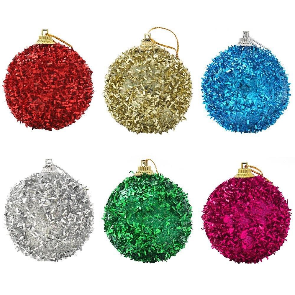 6 Stück 6cm Weihnachtskugel Weihnachtsbaumkugeln Geschenkkugel Weihnachtsbaumschmuck DIY Glänzend Weihnachtsbaum Anhänger Weihnachtsdekoration