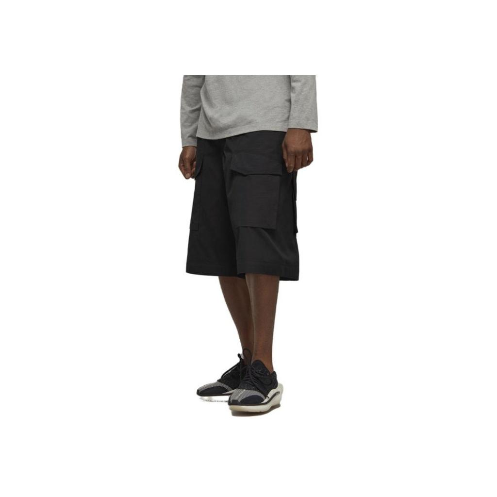 Y-3 Solid Color Loose Fit Straight Leg Shorts Unisex shorts Black H63075