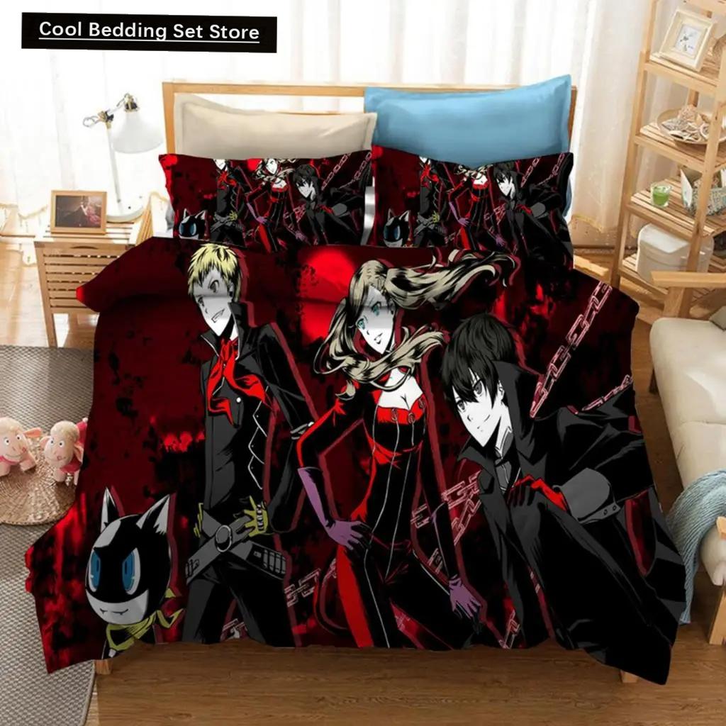 Fashion 3D Print Persona 5 P5 Anime Game Bedding Set Double Twin King Duvet Cover Comforter Pillowcase Boys Girls Adults Bedroom