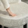 Dressing Table Stool with Rubber Wood Legs, Ice Velvet Vanity Stool for Living Room Bedroom, Beige