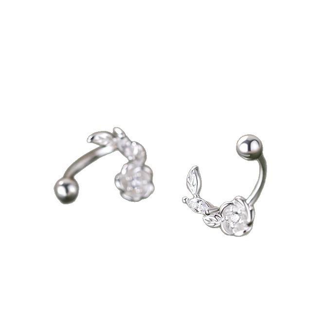 2025 Niche Design 925 Sterling Silver Needle Flower Stud Earrings - High-End Luxury Women's Accessories