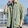 Thin Shirt Men's Mid-sleeved Spring and Summer Youth Work Tops Seven-quarter Sleeve Short-sleeved Five-quarter Sleeve Shirt Jacket