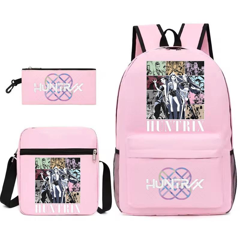 Large Capacity Schoolbag with Shoulder Strap; Student Three-piece Pencil Case Set