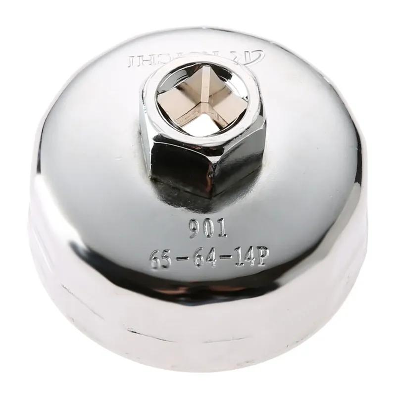 Stainless Steel Automotive Cap Oil Filter Socket Wrench Cup Style Removal Remover Repair Tool Universal 3/8" Drive #901 14-flute