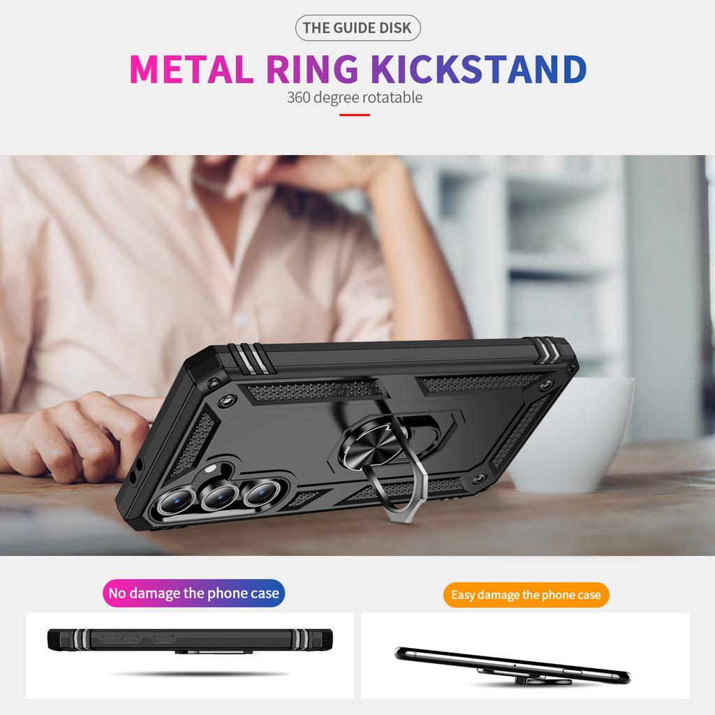 For Samsung Galaxy S24 FE Case PC+TPU Phone Cover with Rotary Ring Kickstand