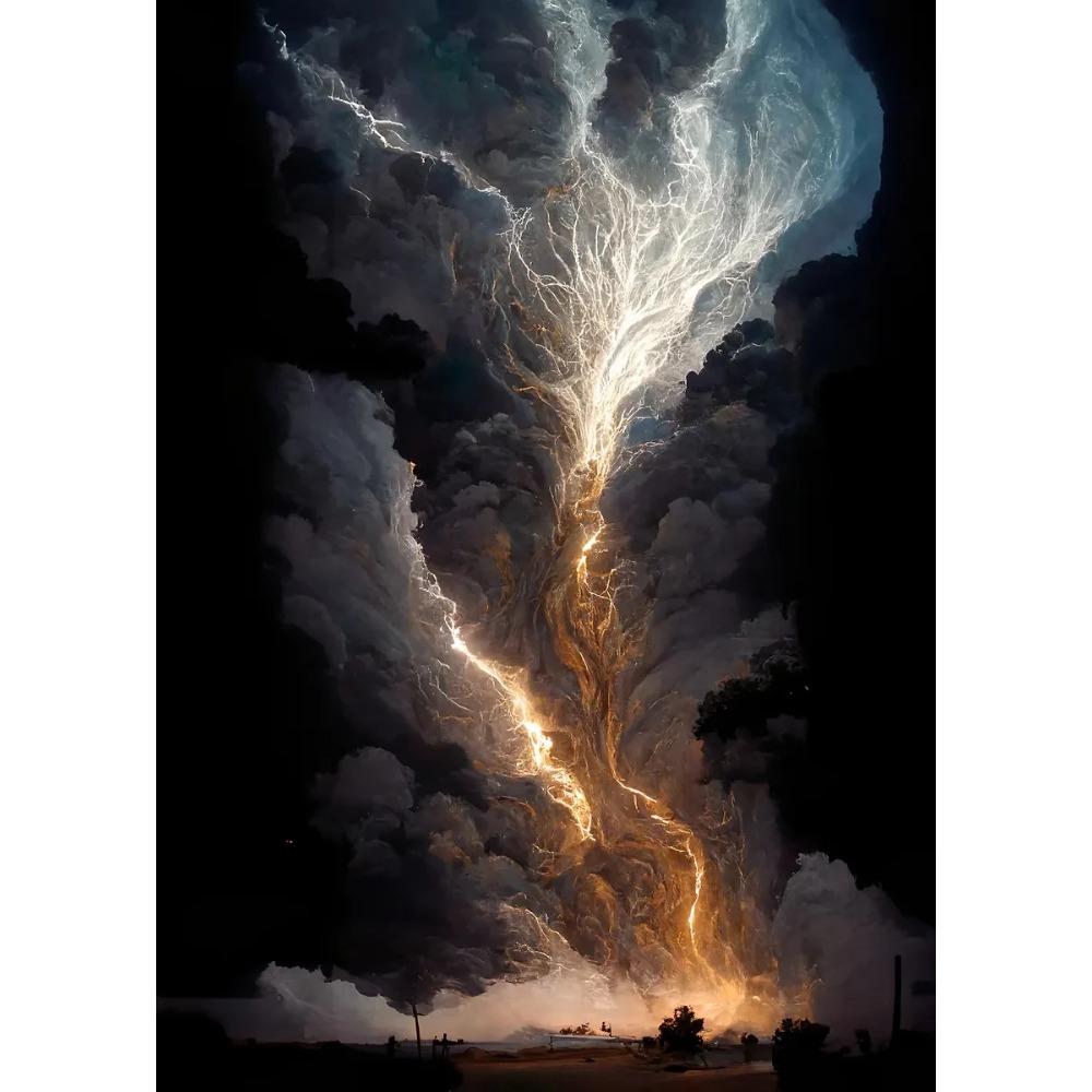Naturkatastrophe Apokalyptischer Sturm Poster Blitze über dem Ozean Drucke Leinwandbild Wandkunst Bilder Heim Wohnzimmer Dekor