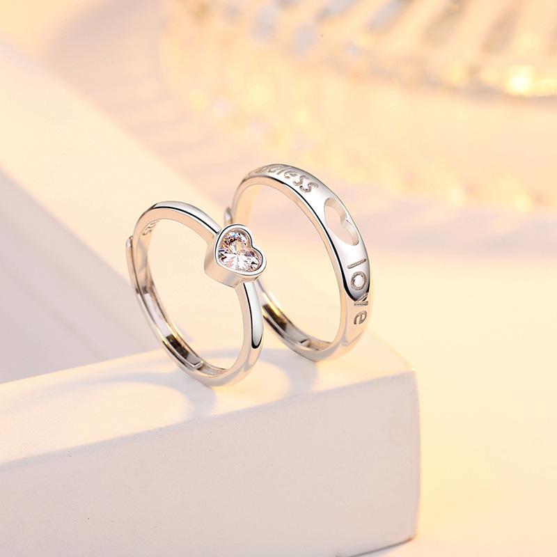 Adjustable Matching Heart Couple Rings for Men and Women - Unique Design