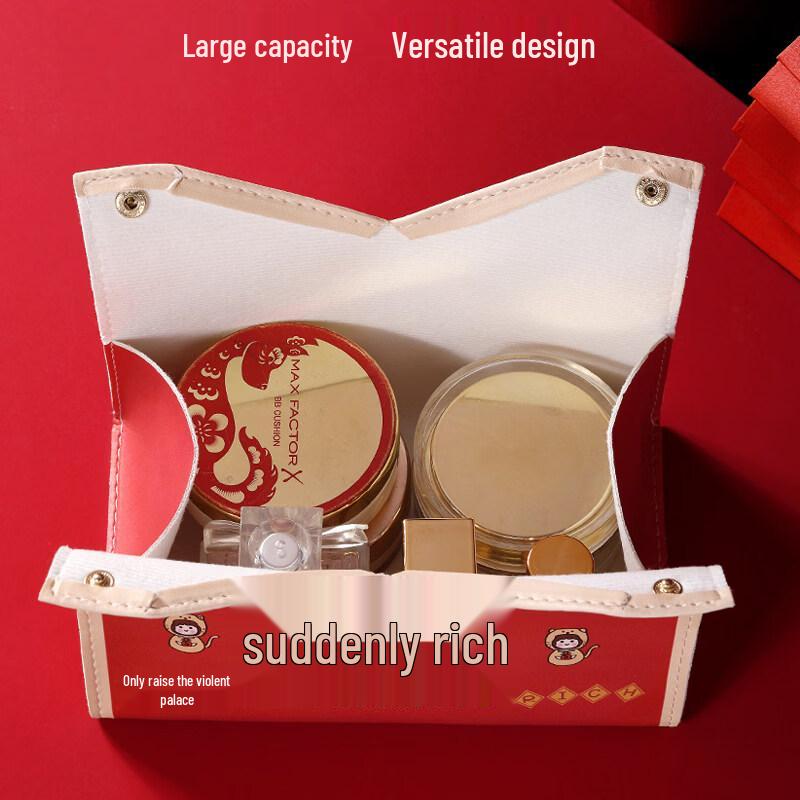 LIEI Red Leather Desktop Tissue Box