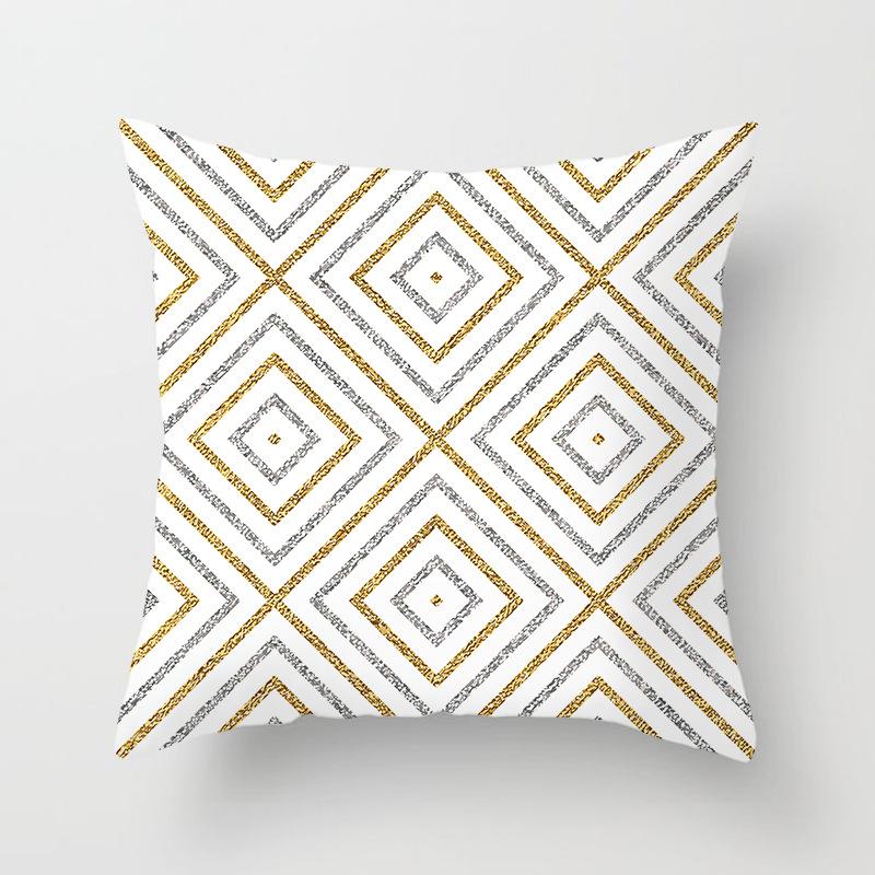 New Simple Geometric Stripes Wavy Golden Peach Leather Velvet Pillowcase Car Sofa Cushion Pillowcase