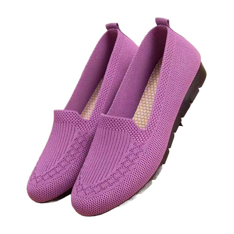Women's breathable mesh shoes anti slip flat bottomed shoes for middle-aged and elderly mothers shallow mouth single shoes