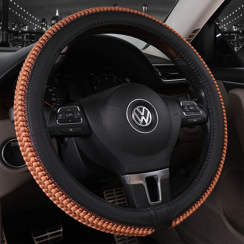 

Car Steering Wheel Cover for Winter and All Seasons, Ice Silk Anti-Slip Cover for Yinglang, Bora, Lavida, Sagitar, Jetta, Magotan Ice Silk Luxury Style [Brown]