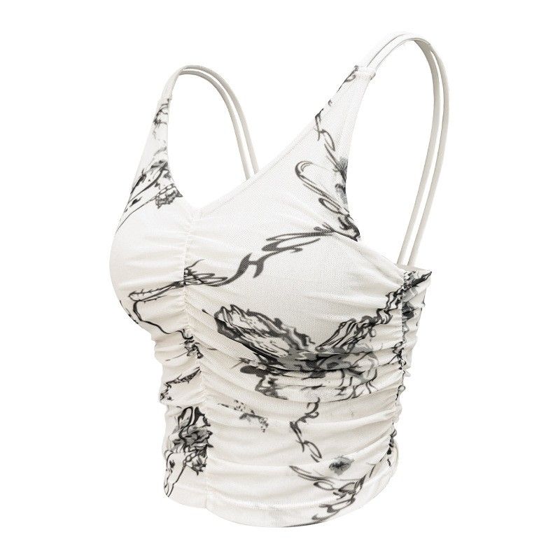 Export Sports Intimates Women's Beauty Back Sling Fixed One-Piece Chest Pad Yoga Bra Print Fitness Vest Tops