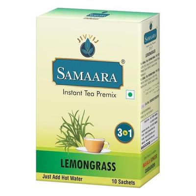 Samaara Instant-Tee-Premix-Beutel | Zitronengras-Aroma Assam Schwarztee-Pulver | 10 Beutel Schachtel 150g