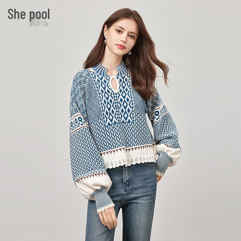 

Tachi Women s Lantern Sleeve Ethnic Knit Top S