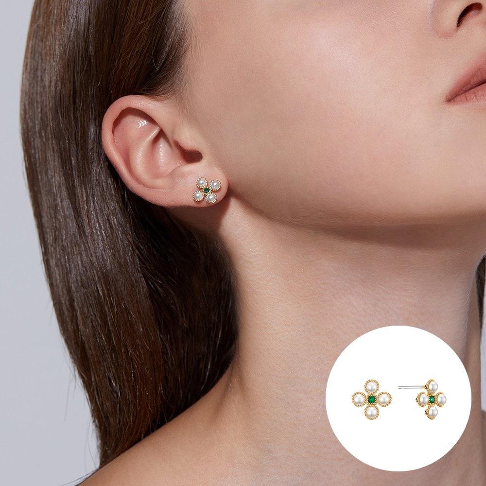 [Rosemont] Silver Pearl Earrings Ra0086