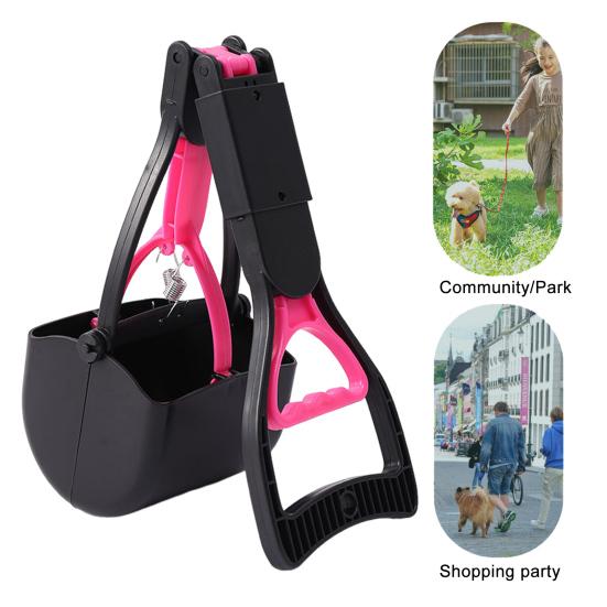 17.7" Dog Pooper Scooper Long Handle Folding Waste Pick Up Tool for Large Medium Small Dogs Heavy Duty Pet Poop Scooper for Lawns Grass Dirt Gravel