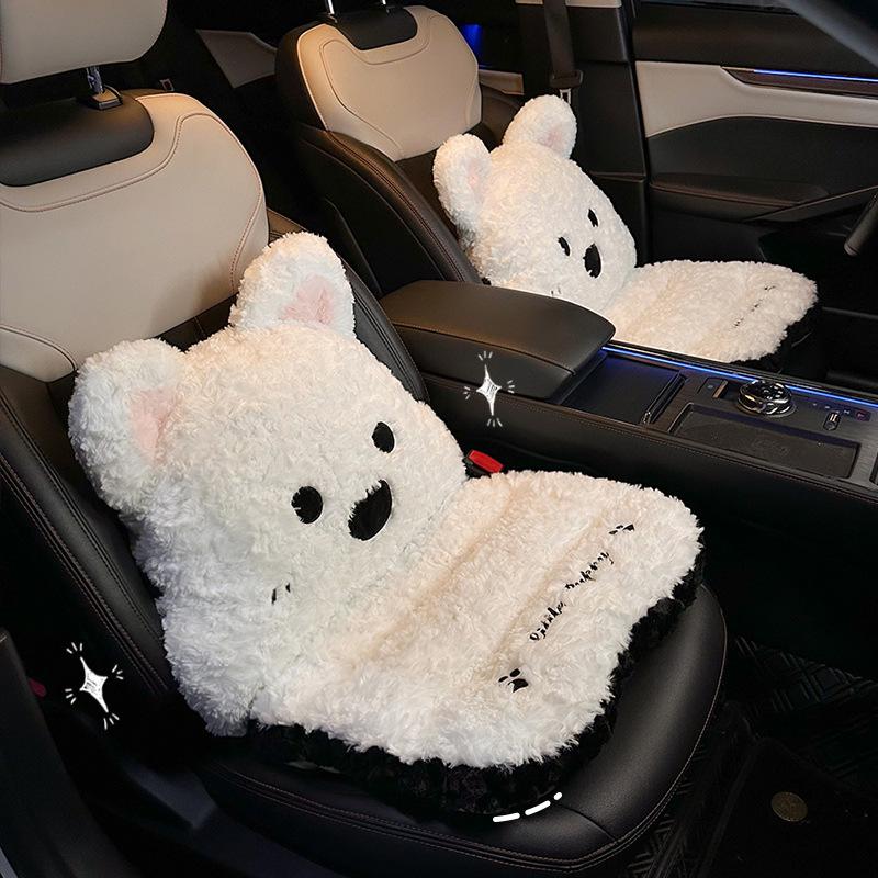 Damen Winter Plüsch Autositz- und Rückenlehnenbezug – Warm, Niedlich, Integriertes Design