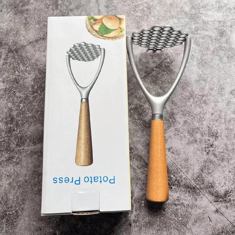 Premium Aluminum Alloy Potato Masher with Oak Handle