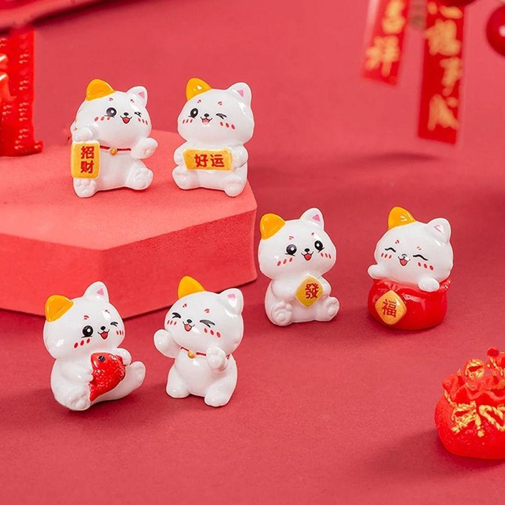 

10 шт. смоляных поделок, мини-украшения в виде кошки-талисмана, имитация модели кошки, принадлежности для вечеринок