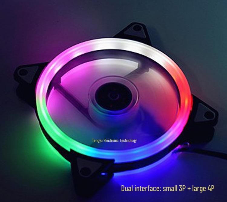 Battery Life Warrior 12cm Dual Aperture Luminous Case Fan with Rainbow RGB Lighting