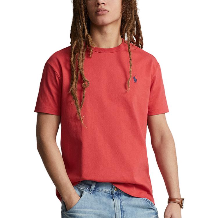 Polo Ralph Lauren FW23 Solid Color Straight Cut Casual Short Sleeve T-Shirt Men Tops Red MNPOTSH1N821835-620
