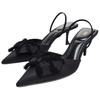 Zara Vintage Elegant Bow Decor Open Back Mule Heels 7Cm Women heels Black 12226510800-38