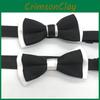 Kids Gentleman Dual Color Polyester Bow Tie With Flat Knot For Party And Ceremony