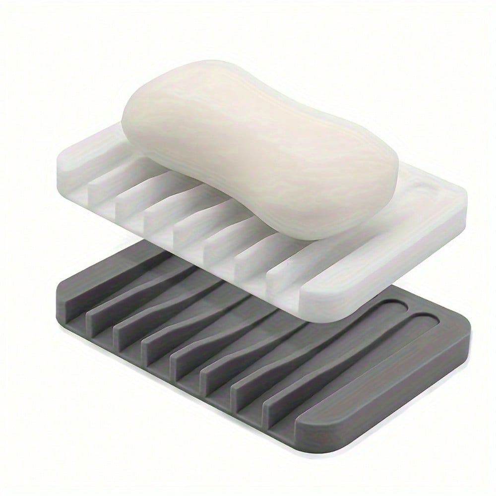 Square Creative Soap Dish, No-Drill Simple Drainage Holder for Waterless Storage