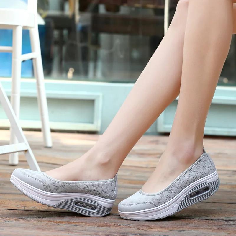 

Fashion 2025Women Shoes Heels Sneakers Vulcanized Shoes Platform Shoes Casual Zapatos Mujer Slip on Spring Autumn Chaussure Femme 42 серый