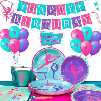 Suprimentos para Festa de Aniversário de Ginástica, Decorações de Festa de Ginástica e Kit de Louça - Pratos de Ginástica etc Decorações de Ginástica para Festa de Aniversário