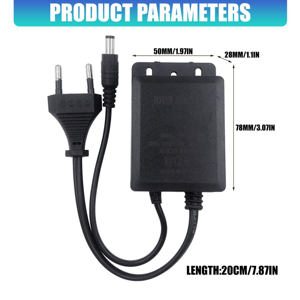 Dustproof Waterproof External Power Adapter AC100 240V to DC12V 2A for Outdoor Use Safety Protections