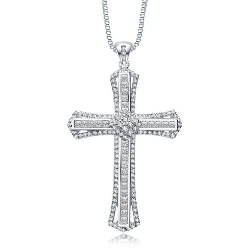 New European and American Cross Necklace for Men and Women Zircon Pendant Collarbone Chain Jewelry