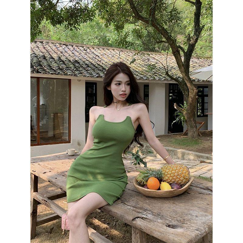 Sexy Spice Girl Rose Red Suspender Dress Women's Summer New Slim and Skinny Niche Fashion Foreign Hip Wrap Short Dress