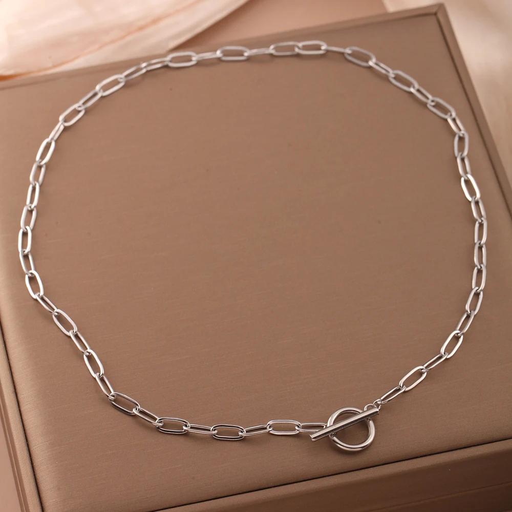 Simples et Élégants Nouveaux Colliers en Acier Inoxydable pour Hommes et Femmes et Zircon Peuvent Être des Colliers DIY, Cadeaux en Zircon en Gros