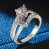 Popular Color Double Heart-Shaped Colorful Zircon Ring, Platform Jewelry.