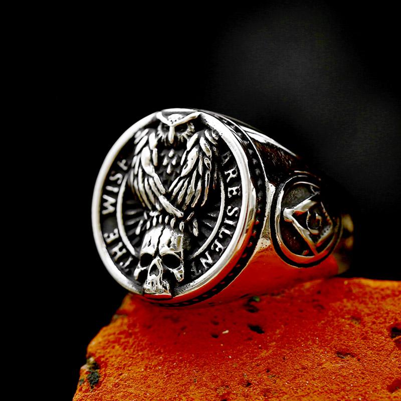 

BEIER Updated Classic Masonic 316l Stainless Steel Signet Ring Skull Eagle Ring Punk Biker Jewelry For Men 7