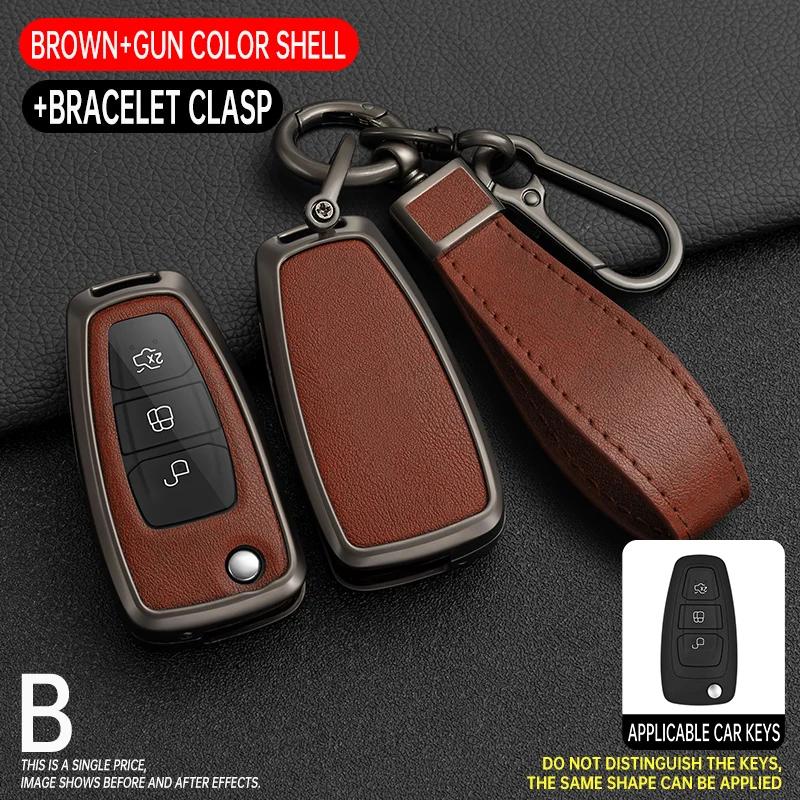 Zinc Alloy + Silicone Car Key Case Cover For Ford Fiesta Ranger C-Max S-Max Focus 3 4 Galaxy Mondeo Transit Tourneo Custom Mk4