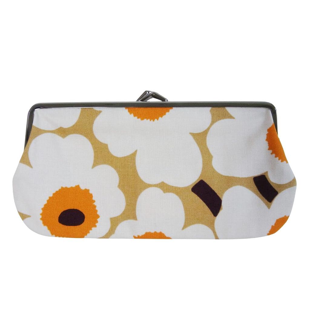 Marimekko Mini Unikko Silmalasi Kukkaro Pouch, Eyeglass Case, and Pencil Case (Caramel, Cream, and Warm Orange) [Parallel Import]