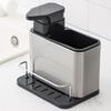 Stainless Steel Soap Dispenser + Sponge Holder 2-in-1 Kitchen Cleaning Storage Leak-proof & Easy To Clean